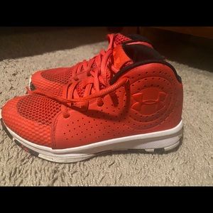 Two pair of basketball shoes- kids size 1.5. Red pair and blue pair available.